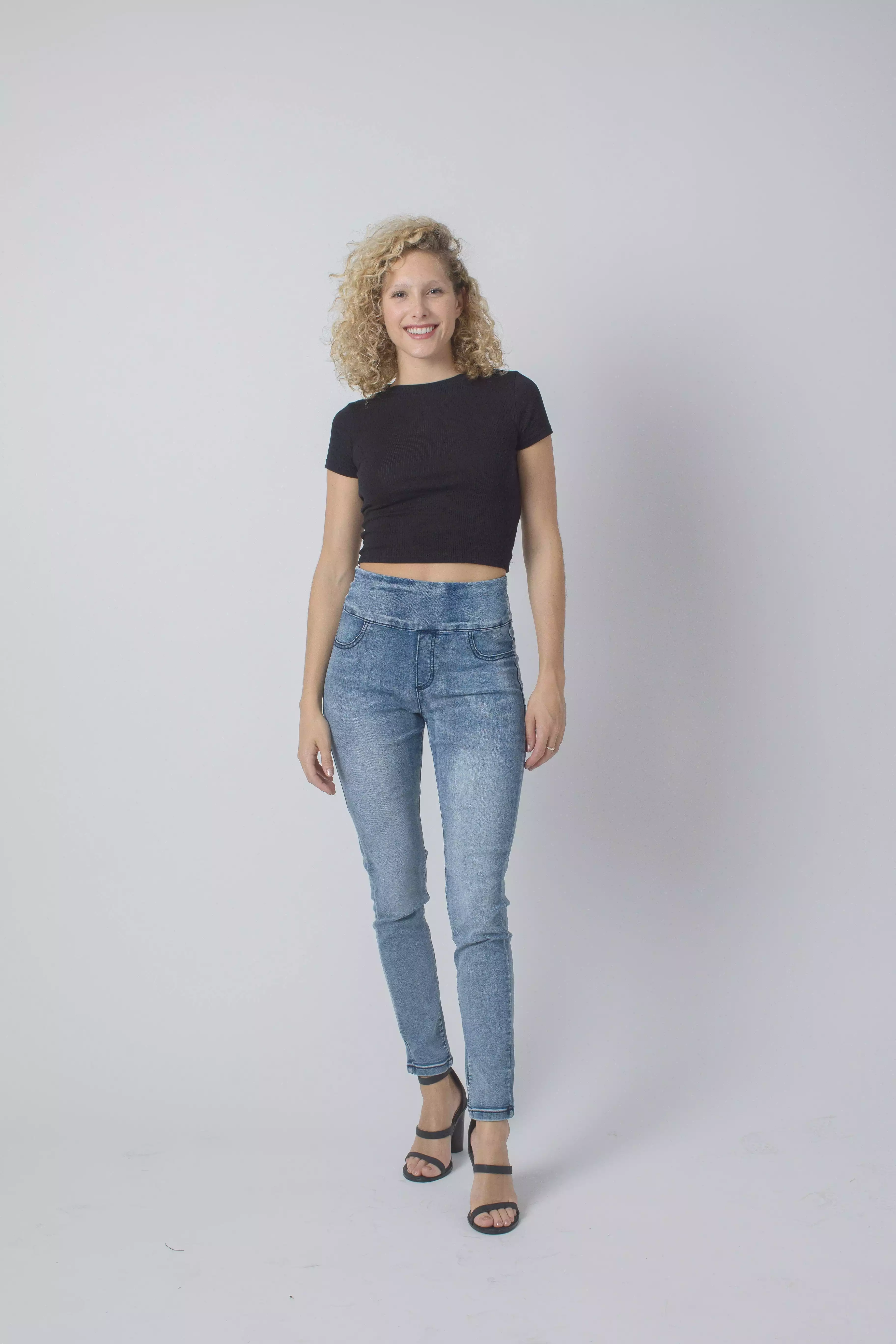 Wakee Denim Ladies Plain Pull Up Jean Pant