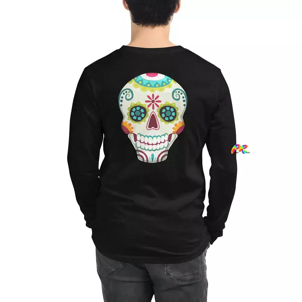 White and Green Sugar Skull Unisex Long Sleeve T-Shirt