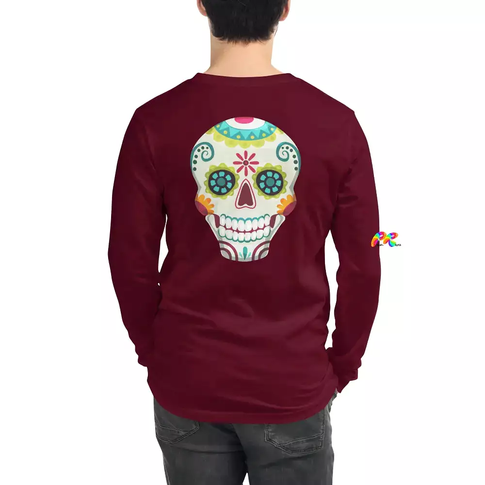 White and Green Sugar Skull Unisex Long Sleeve T-Shirt