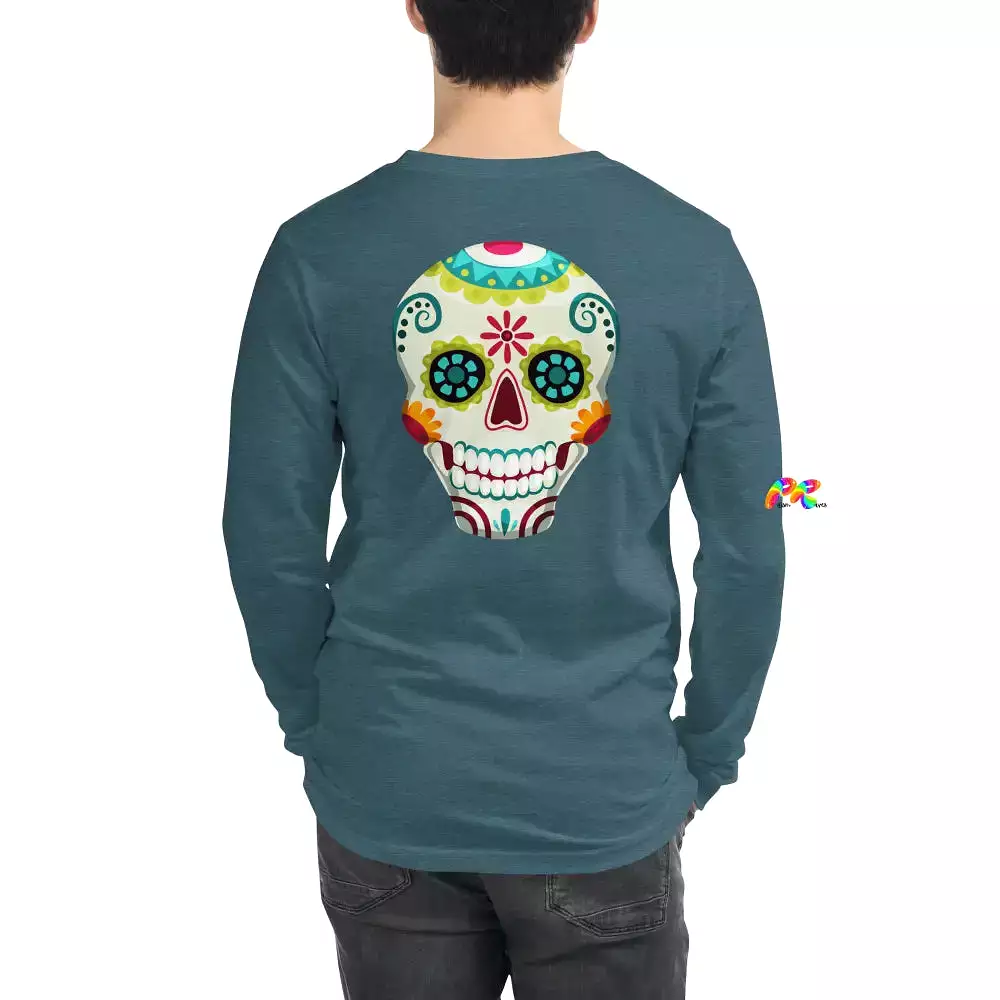 White and Green Sugar Skull Unisex Long Sleeve T-Shirt