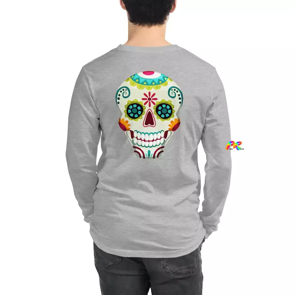 White and Green Sugar Skull Unisex Long Sleeve T-Shirt