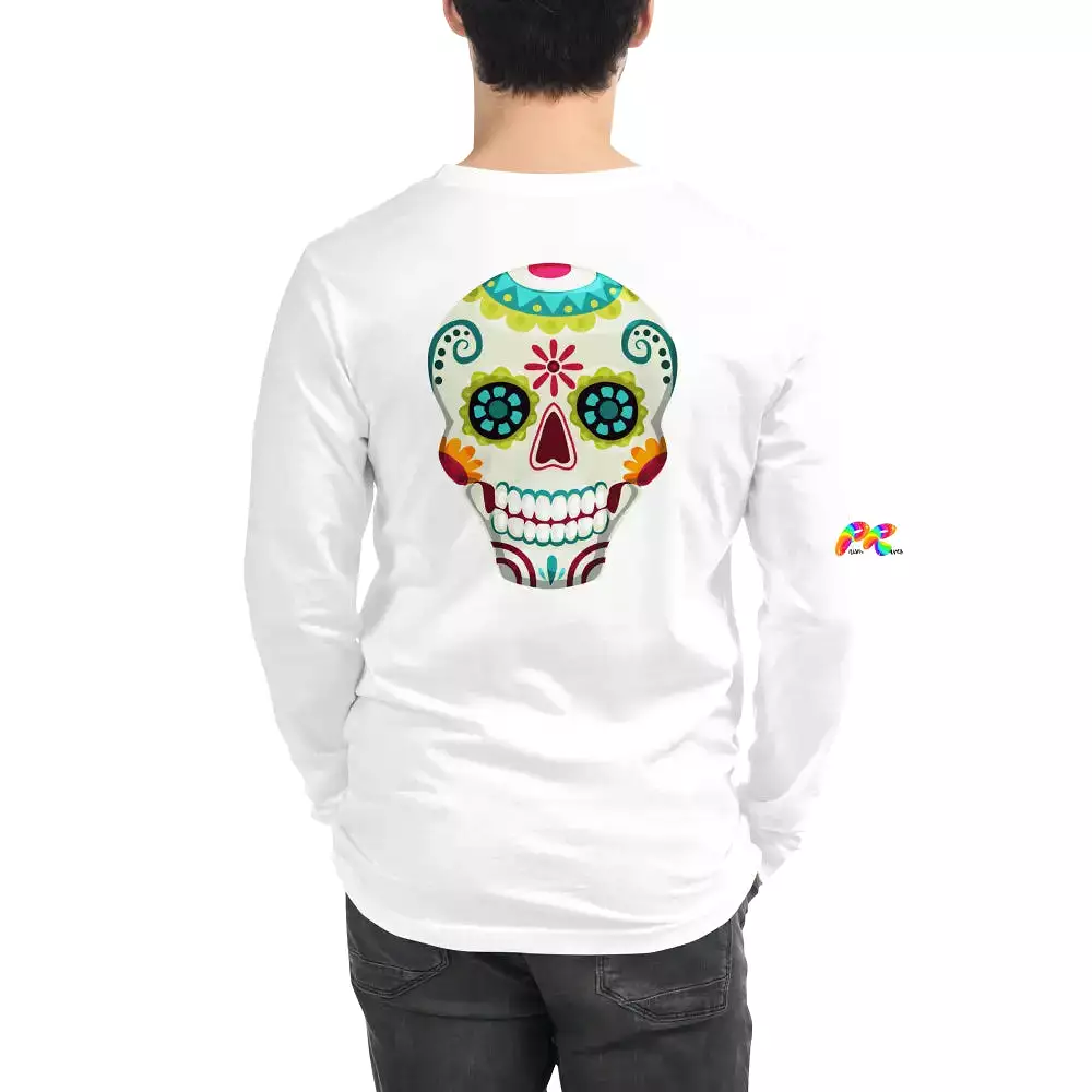 White and Green Sugar Skull Unisex Long Sleeve T-Shirt