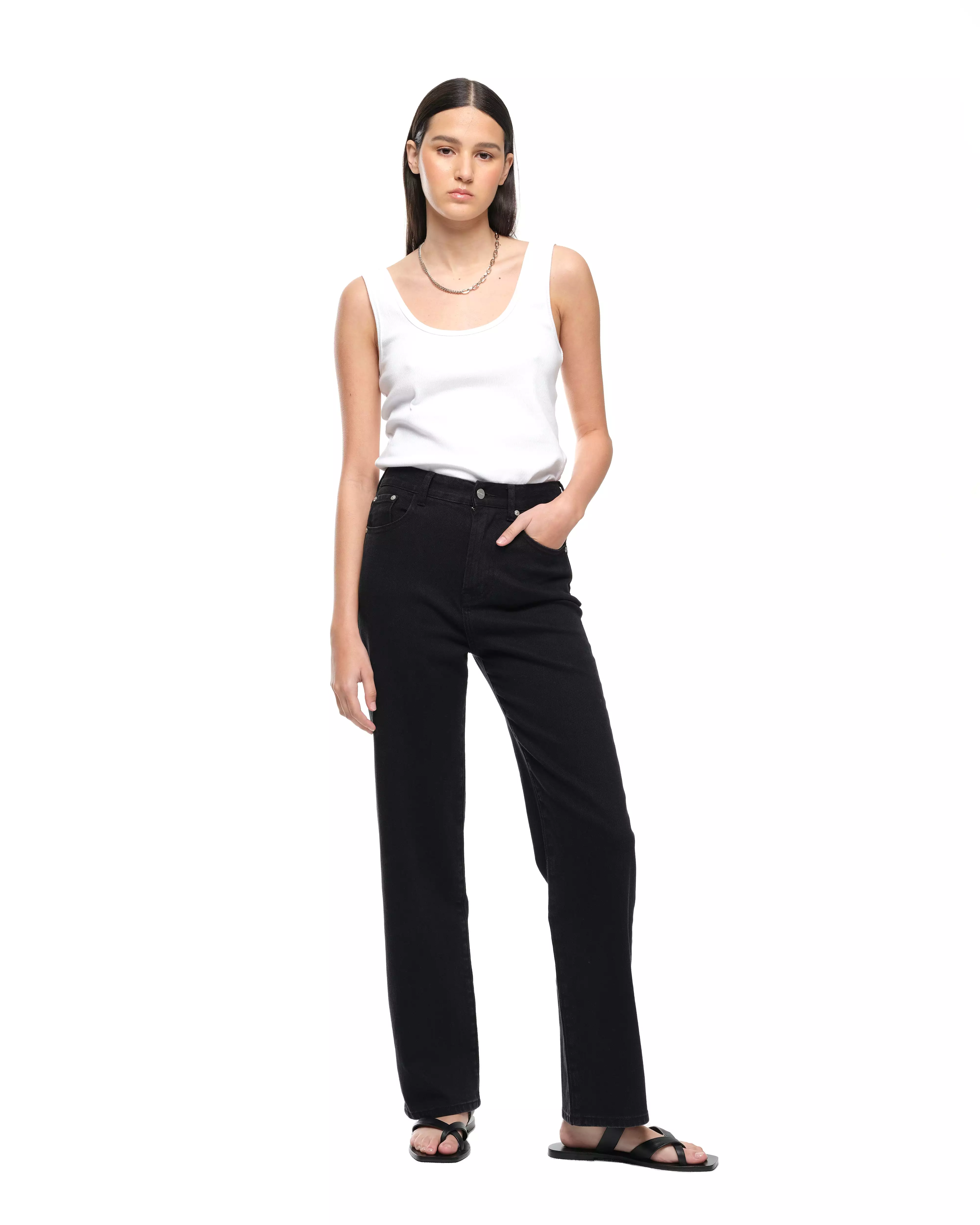 WIDE LEG JEAN - BLACK WASH