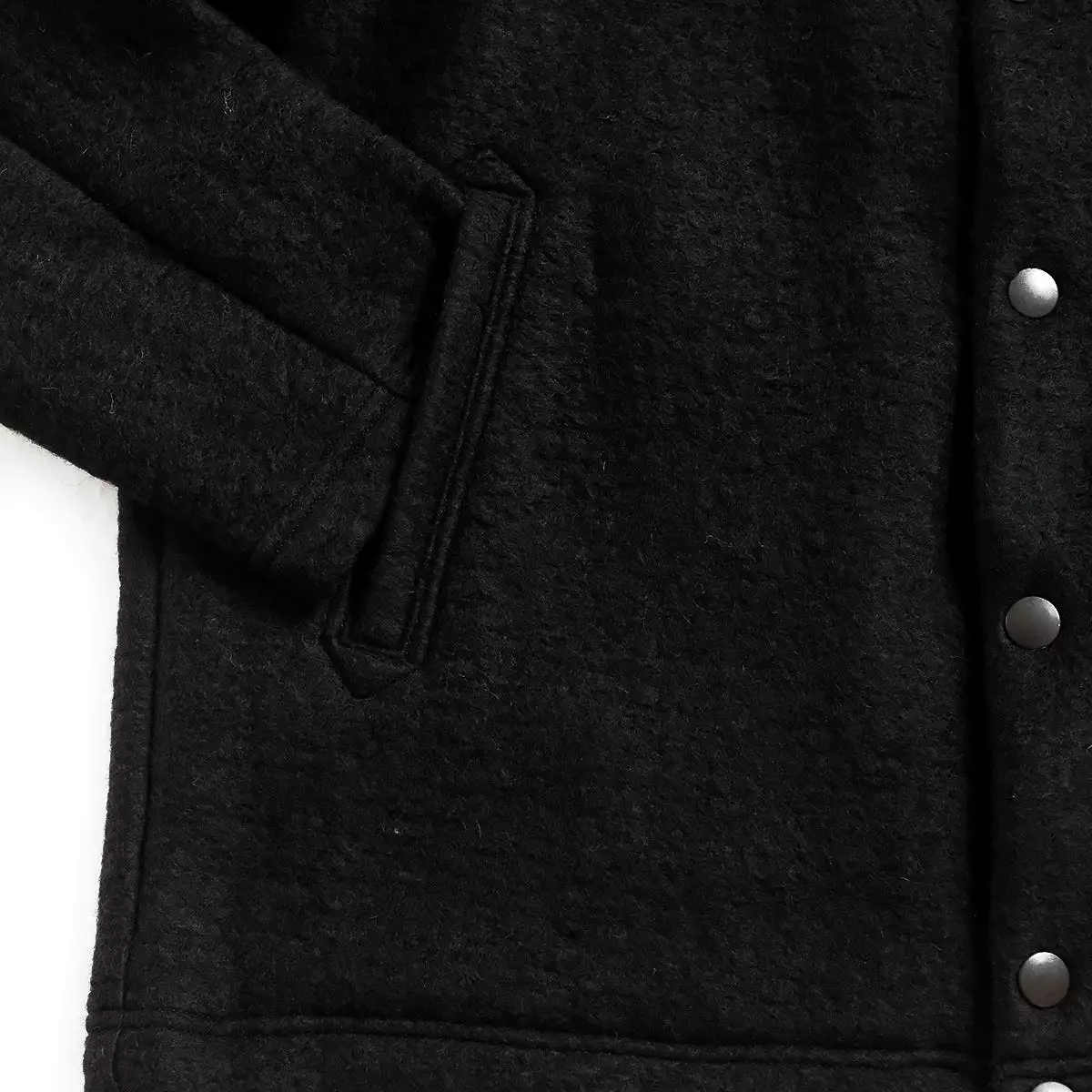 Wool Collarless Jacket - Black