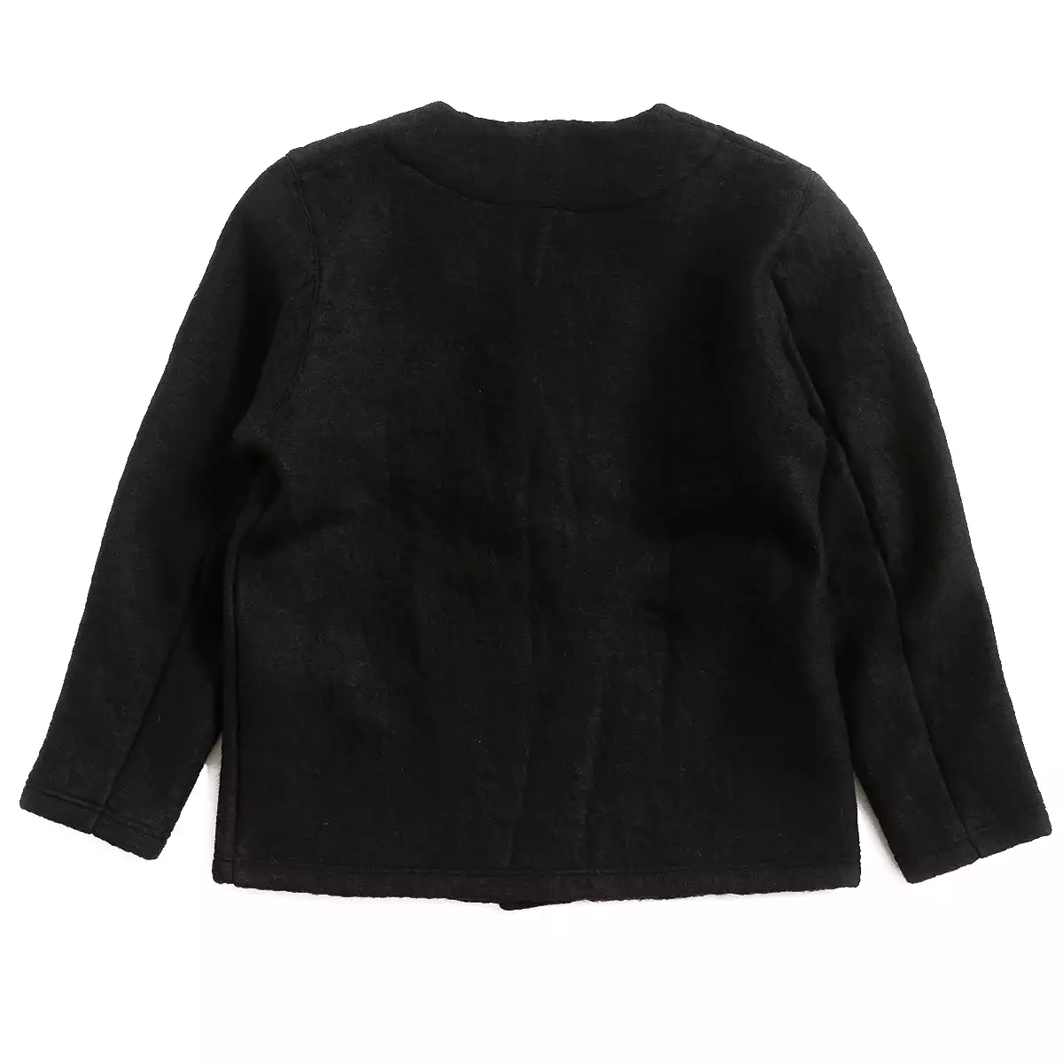 Wool Collarless Jacket - Black