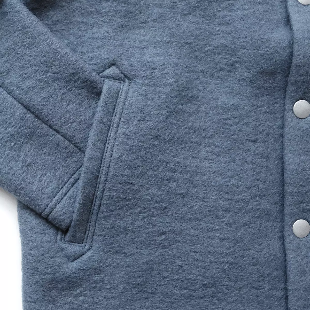 Wool Collarless Jacket - Shadow Blue - S/L