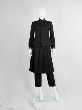 Yohji Yamamoto Noir black tailored blazer with frayed silk trim at the sleeves