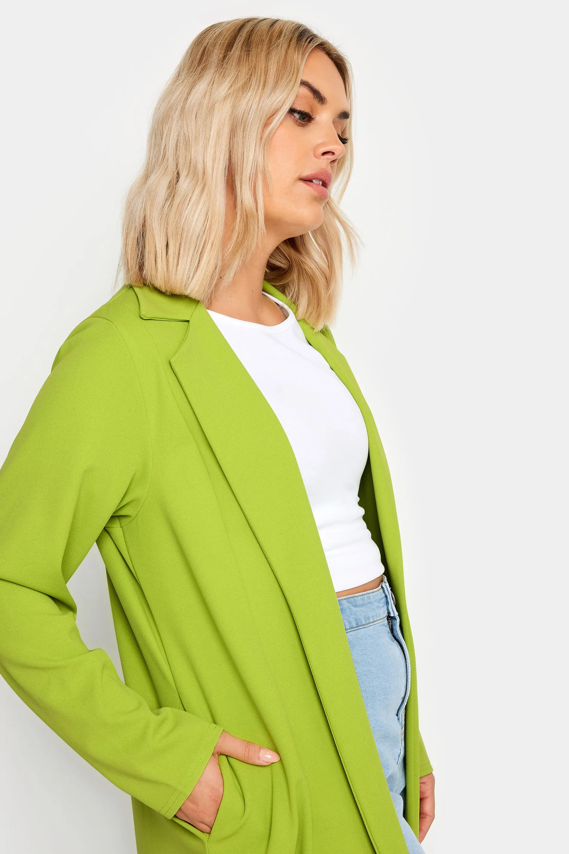 YOURS Curve Green Scuba Blazer