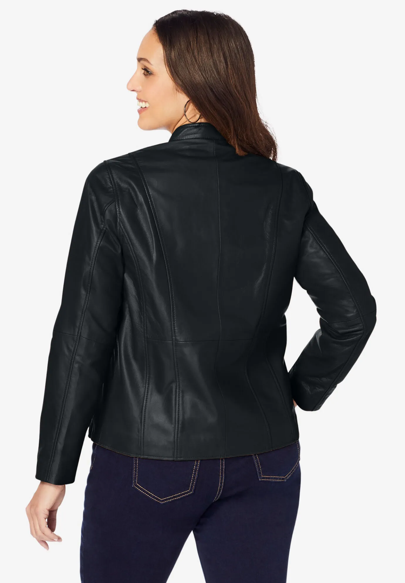 Zip Front Leather Jacket